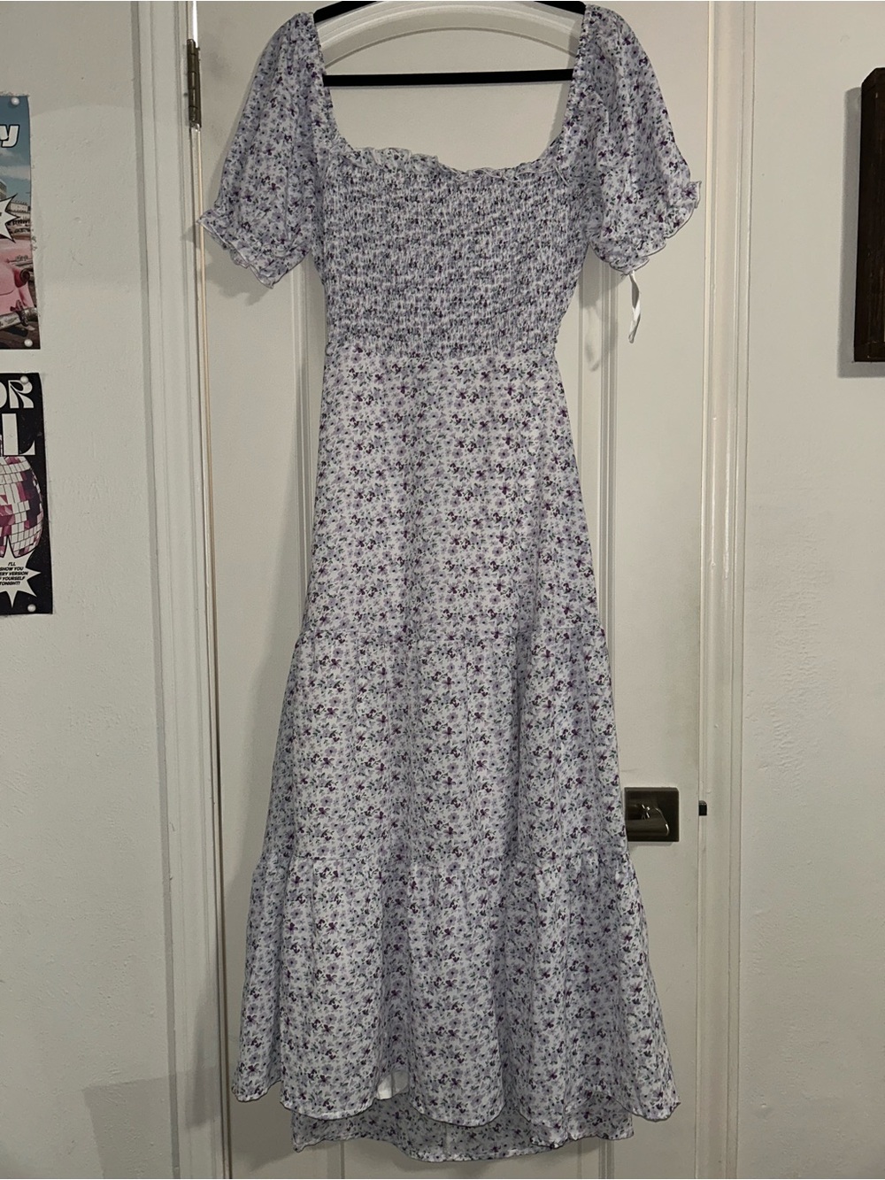 Altar'd State Smocked Lavender Floral Maxi Dress